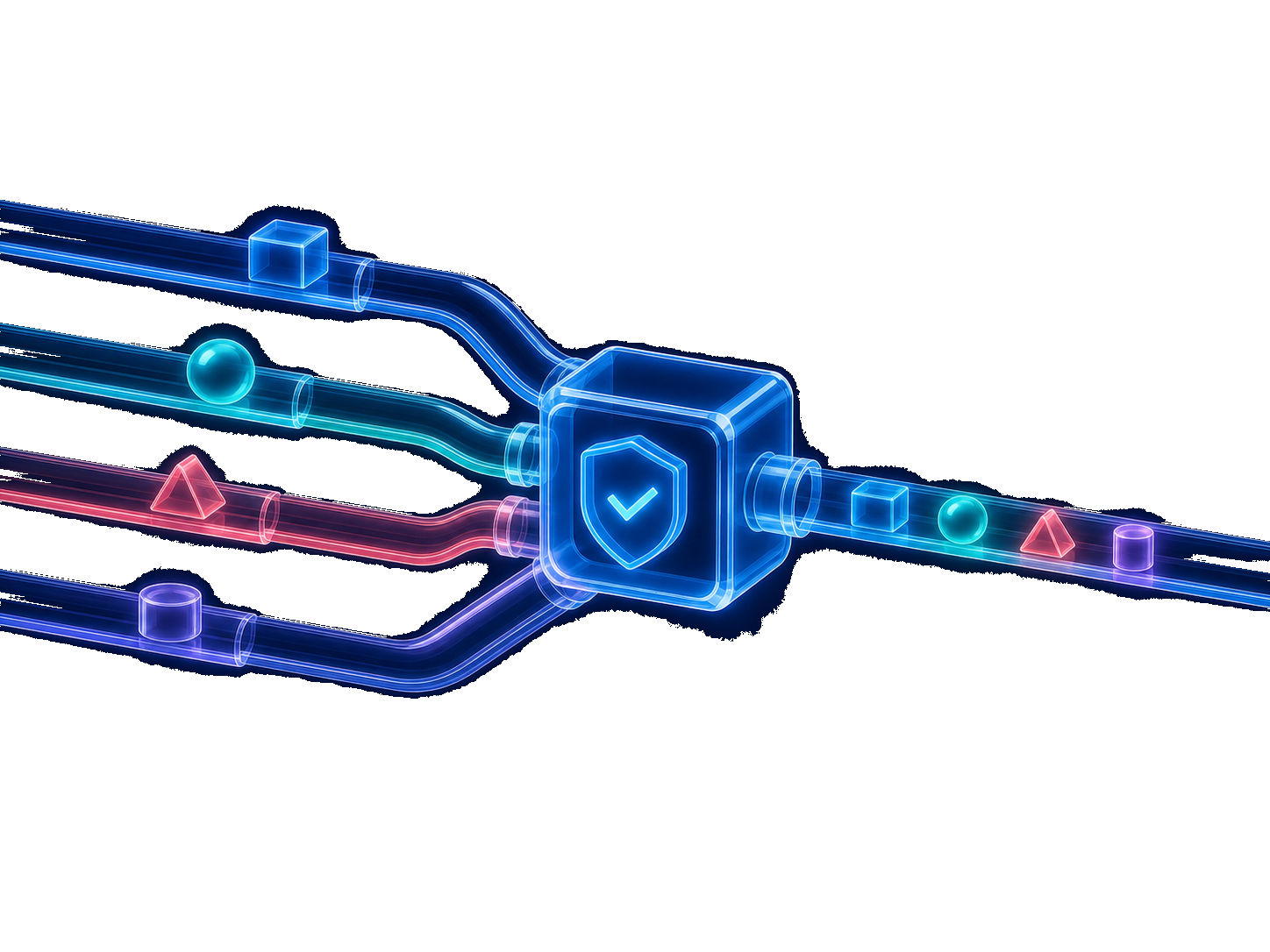 Concurrent route streams passing through a protected deterministic navigation core
