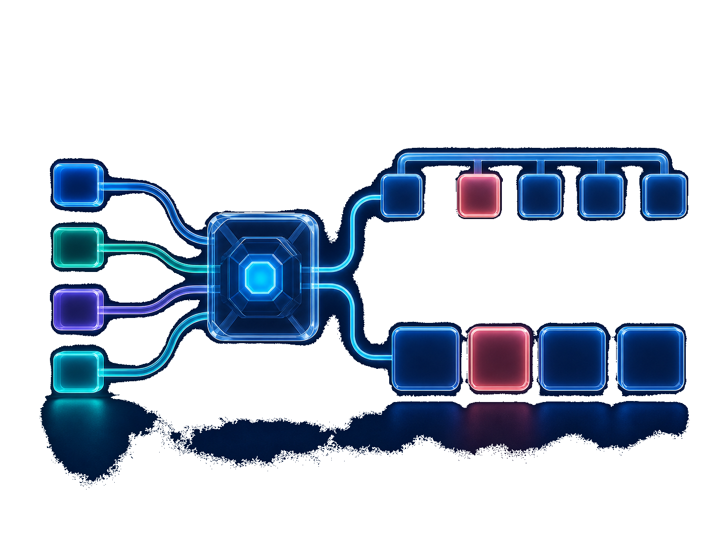 Runtime policy composing two different tab and feature architectures from one route system
