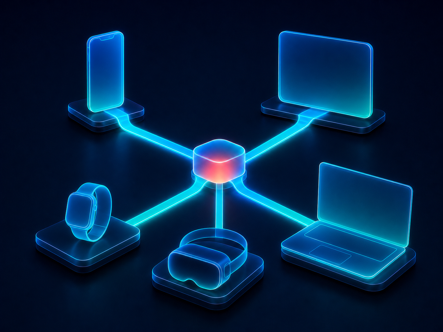 One navigation core connected to phone, tablet, Mac, watch and spatial computing devices